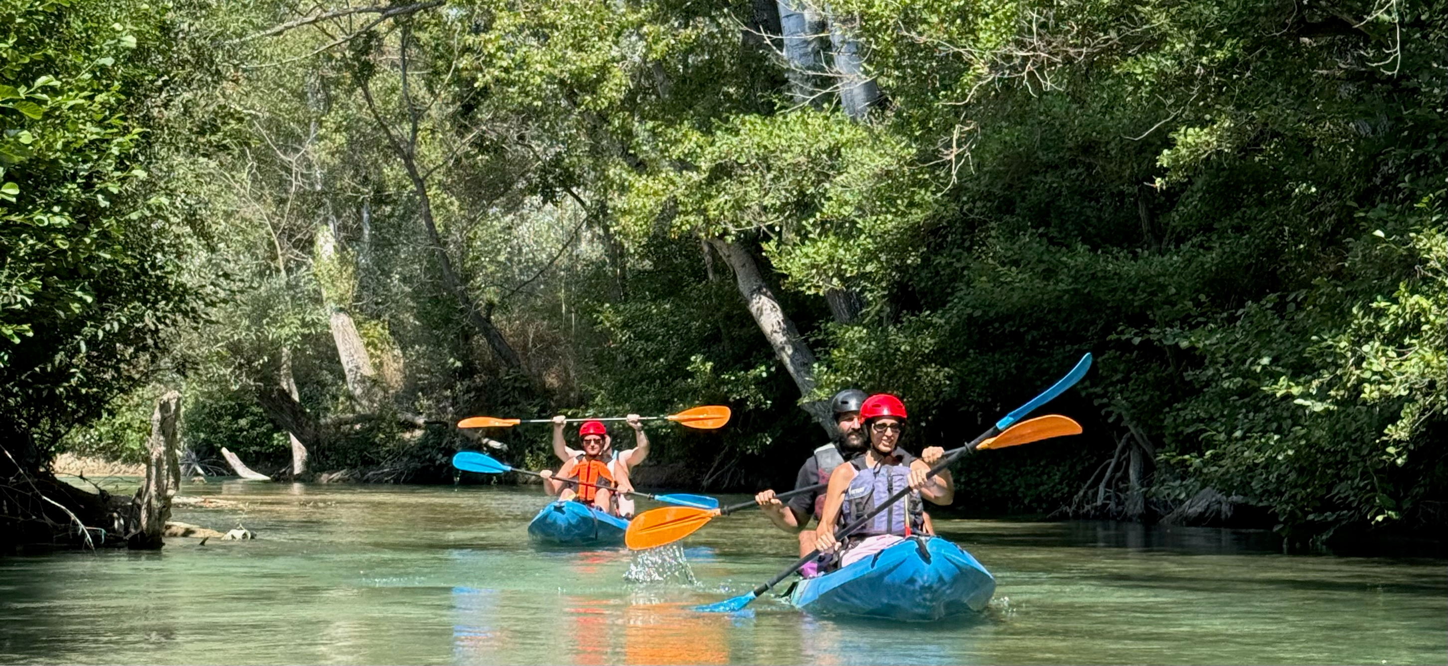 Kayakers in nature of Acheron River