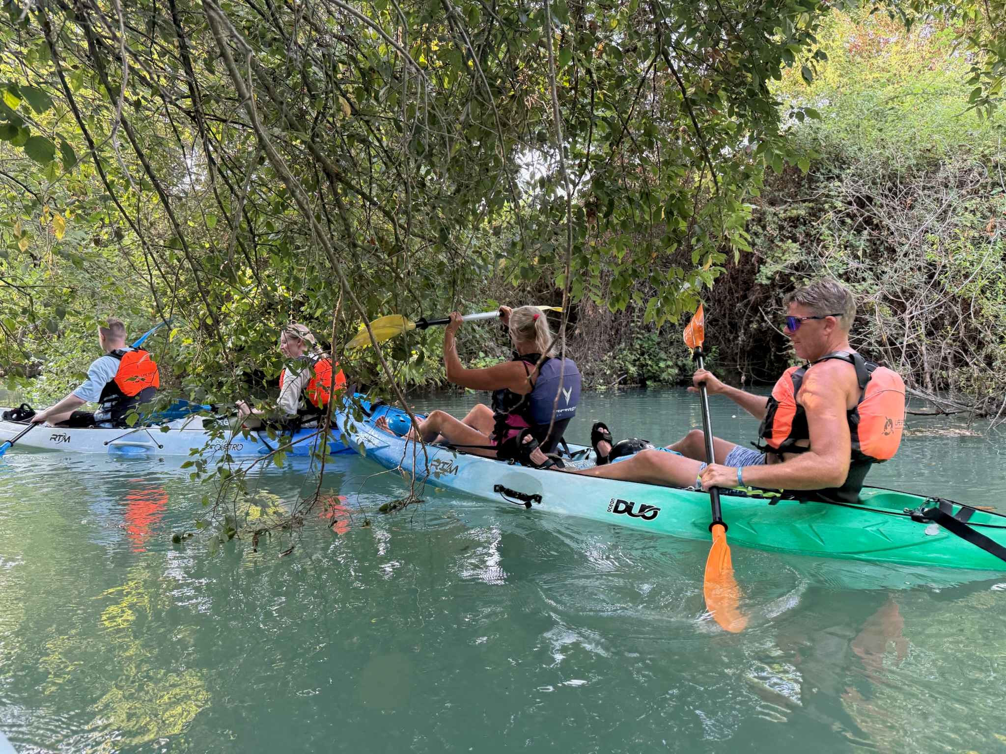 Group kayaking near Parga