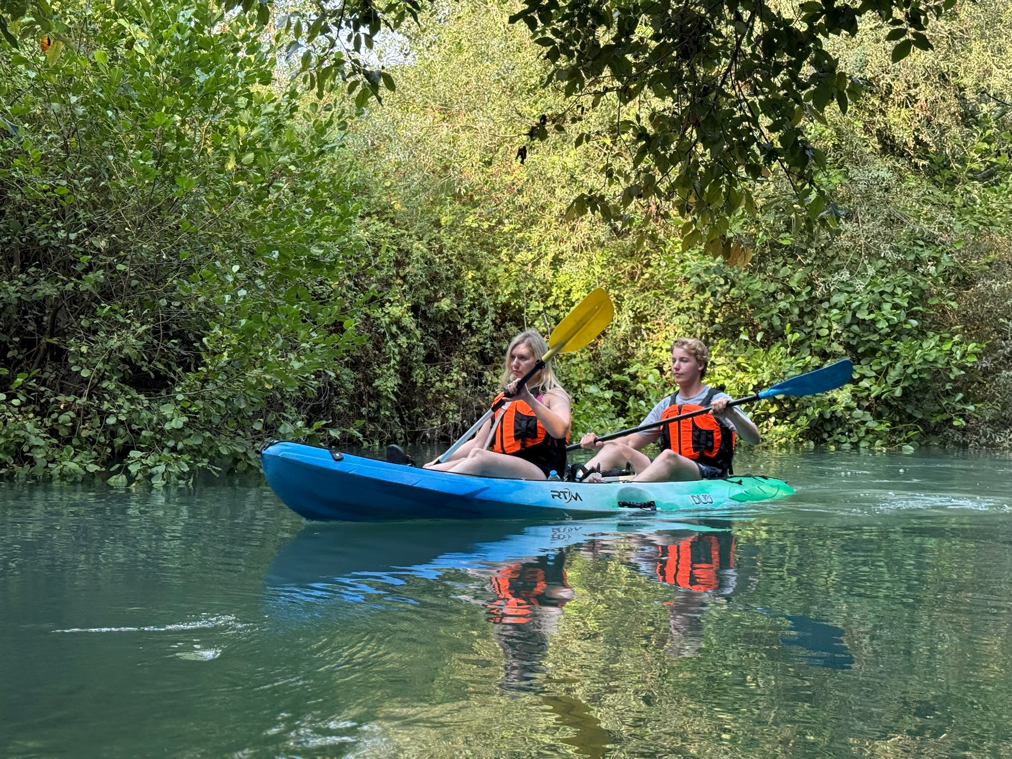 Kayakers in nature of Acheron River